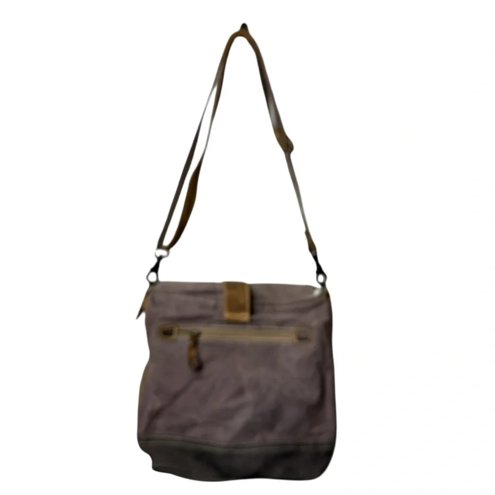 Myra Crossbody Bag Upcycled Canvas Fur Shoulder Bag Purse Satchel Travel Boho